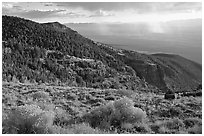 Sage covered slopes and Spring Valley. Great Basin National Park ( black and white)