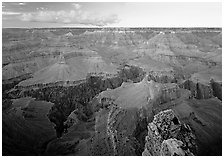 Granite Gorge seen from  South Rim, twilight. Grand Canyon National Park, Arizona, USA. (black and white)