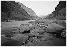 Colorado River at Tapeats Creek, dawn. Grand Canyon National Park ( black and white)