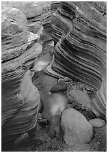 Red sandstone gorge carved by Deer Creek. Grand Canyon National Park ( black and white)
