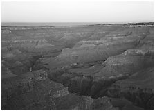Ridges at dawn from Hopi Point. Grand Canyon  National Park ( black and white)
