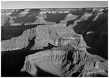 Buttes inside  canyon. Grand Canyon National Park, Arizona, USA. (black and white)