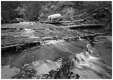 Terraced cascades, Left Fork of the North Creek. Zion National Park ( black and white)