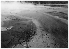 Great prismatic springs, Midway geyser basin. Yellowstone National Park, Wyoming, USA. (black and white)
