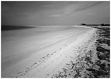 Sandy beach and turquoise waters, Bush Key. Dry Tortugas National Park, Florida, USA. (black and white)