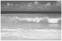Breaking wave and turquoise waters, Haena Beach Park. North shore, Kauai island, Hawaii, USA (black and white)