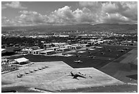 Hickam Air Force Base. Honolulu, Oahu island, Hawaii, USA (black and white)