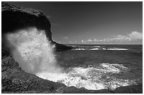 Crashing wave at Maamaa cove. Aunuu Island, American Samoa (black and white)
