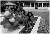 Children in Alofau. Tutuila, American Samoa (black and white)