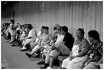 Workers of the tuna factory during a break. Pago Pago, Tutuila, American Samoa (black and white)