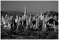 Stupas, Indein. Inle Lake, Myanmar (black and white)