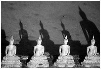 Buddha images and shadows, Wat Chai Mongkon. Ayuthaya, Thailand (black and white)