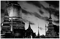 Wat Suan Dok temple at dusk. Chiang Mai, Thailand (black and white)