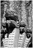Nagas at Wat Chedi Luang. Chiang Mai, Thailand (black and white)