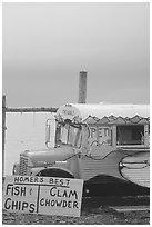 Seafood bus. Homer, Alaska, USA (black and white)