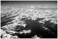 Aerial view of Glaciers in Prince William Sound. Prince William Sound, Alaska, USA (black and white)