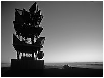 Antennas of communication relay.  Mt Diablo State Park. California, USA (black and white)