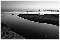 Twin Lakes State Beach, sunset. Santa Cruz, California, USA ( black and white)