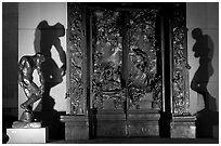 Rodin's monumental Gates of Hell at night. Stanford University, California, USA ( black and white)