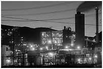 Chemical plant at dusk, Trona. California, USA ( black and white)