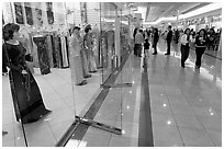 Ao Dai Vietnamese traditional formal dresses, Grand Century mall. San Jose, California, USA (black and white)