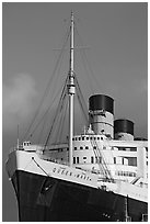 Queen Mary cruise ship. Long Beach, Los Angeles, California, USA (black and white)