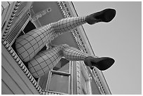 Giant lady legs on Haight street, Haight-Ashbury District. San Francisco, California, USA (black and white)
