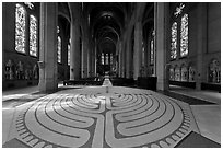 Labyrinth inside Grace Cathedral. San Francisco, California, USA (black and white)