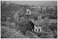 Hills and Kennedy Mine structures, Jackson. California, USA ( black and white)