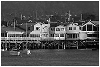 Fishermans wharf, late afternoon. Monterey, California, USA ( black and white)