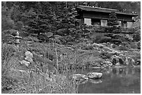 Pond and pavillion. Saragota,  California, USA ( black and white)