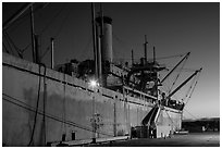 SS Red Oak Victory ship at dusk, Rosie the Riveter National Historical Park. Richmond, California, USA ( black and white)