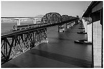 Benicia-Martinez bridges over Carquinez Strait. Martinez, California, USA ( black and white)