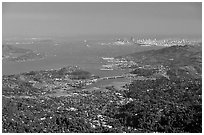 San Francisco and the Bay Area seen from Mt Tamalpais. California, USA ( black and white)