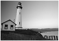 Pigeon Point Lighthouse, dusk. San Mateo County, California, USA ( black and white)