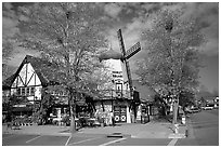 Windmill, Danish village of Solvang. California, USA (black and white)