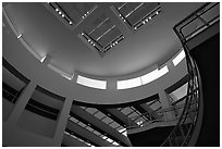 Interior of Entrance Hall of Museum, sunset, Getty Center. Brentwood, Los Angeles, California, USA<p>The name <i>Getty Center</i> is a trademark of the J. Paul Getty Trust. terragalleria.com is not affiliated with the J. Paul Getty Trust.</p> (black and white)