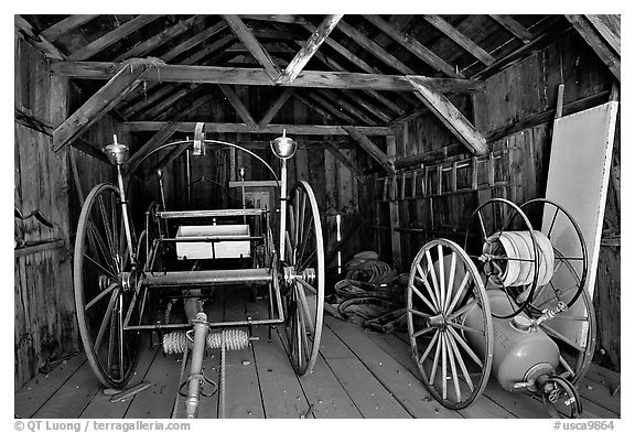 Fire station, Ghost Town, Bodie State Park. California, USA (black and white)
