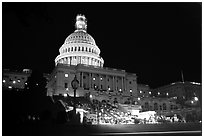 Live concert on the steps of the Capitol at night. Washington DC, USA ( black and white)