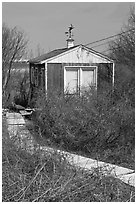 Cottage with weatherwane, Truro. Cape Cod, Massachussets, USA (black and white)
