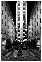 Rockefeller center by night. NYC, New York, USA (black and white)