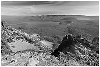 Newberry Caldera area from Paulina Peak. Newberry Volcanic National Monument, Oregon, USA (black and white)