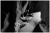 Light inside sea cave. Bandon, Oregon, USA ( black and white)