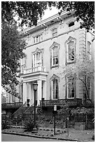 Mansion, historical district. Savannah, Georgia, USA ( black and white)