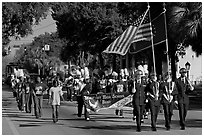 Beaufort high school band during parade. Beaufort, South Carolina, USA (black and white)