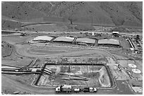 Copper mining installations, Morenci. Arizona, USA (black and white)