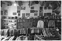 Navajo rugs and designs in the Hubbel rug room. Hubbell Trading Post National Historical Site, Arizona, USA ( black and white)