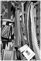 Navajo blankets and rugs for sale. Hubbell Trading Post National Historical Site, Arizona, USA ( black and white)