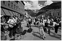 Live musicians on main street. Telluride, Colorado, USA ( black and white)