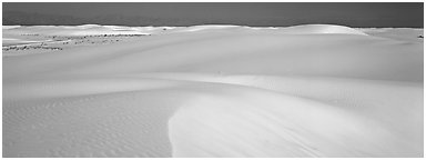 White sand dunes landscape. White Sands National Park (Panoramic black and white)